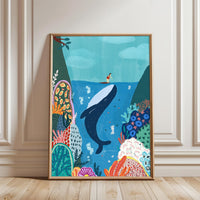 Suki McMaster Whale and Coral Reef Illustration Home Art Print