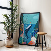 Suki McMaster Whale and Coral Reef Illustration Home Art Print