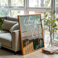 Sunset Over the City Quote Aesthetic Home Art Print
