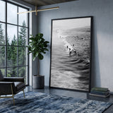 Surf Photography Coastal Wall Art – Black and White Ocean Surfers