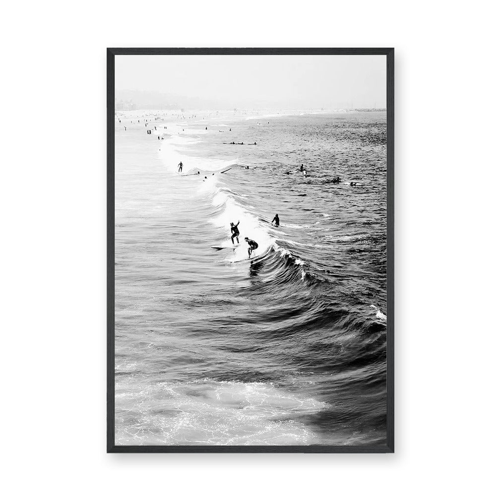 Surf Photography Coastal Wall Art – Black and White Ocean Surfers