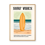 Surf Vibes Typography Coastal Wall Art – Retro Beach Quote Print