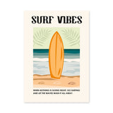 Surf Vibes Typography Coastal Wall Art – Retro Beach Quote Print
