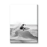 Surfer Photography Modern Wall Art – Black-and-White Ocean Wave Print