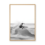 Surfer Photography Modern Wall Art – Black-and-White Ocean Wave Print