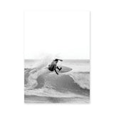 Surfer Photography Modern Wall Art – Black-and-White Ocean Wave Print