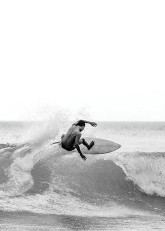 Surfer Photography Modern Wall Art – Black-and-White Ocean Wave Print