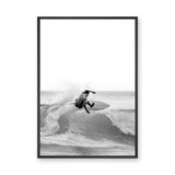 Surfer Photography Modern Wall Art – Black-and-White Ocean Wave Print