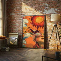 Surreal Child with Sun Aesthetic Wall Print Décor Poster Print