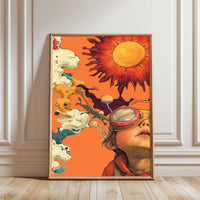 Surreal Child with Sun Aesthetic Wall Print Décor Poster Print