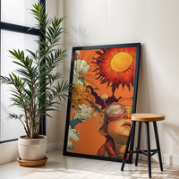 Surreal Child with Sun Aesthetic Wall Print Décor Poster Print
