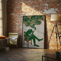 Surreal Frog Smoking Fine Print, Retro Japanese Style Décor Poster, Whimsical Animal Wall Décor, Retro Amphibian Illustration, Funky Home Decor