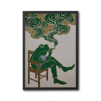 Surreal Frog Smoking Fine Print, Retro Japanese Style Décor Poster, Whimsical Animal Wall Décor, Retro Amphibian Illustration, Funky Home Decor