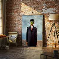 Surreal Man with Apple Face Print, Surrealist Wall Poster