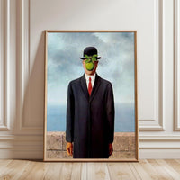 Surreal Man with Apple Face Print, Surrealist Wall Poster