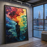Surreal Silhouette Abstract Wall Art – Colorful Mind Swirls