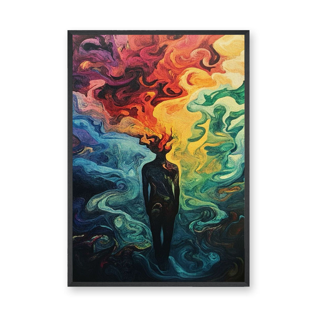 Surreal Silhouette Abstract Wall Art – Colorful Mind Swirls