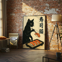Sushi Cat Nostalgic Japanese Print | 寿司猫 Retro Wall Décor