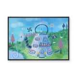 Teapot Fairy House Kids Wall Art – Whimsical Garden Fantasy