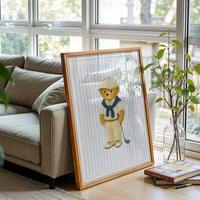 Teddy Bear Golfer Décor Poster | Cute Golf Wall Poster for Nursery or Sports Room