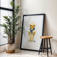 Teddy Bear Golfer Décor Poster | Cute Golf Wall Poster for Nursery or Sports Room