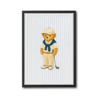 Teddy Bear Golfer Décor Poster | Cute Golf Wall Poster for Nursery or Sports Room
