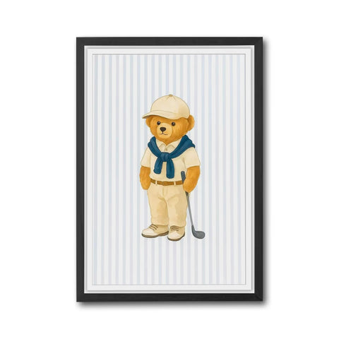 Teddy Bear Golfer Décor Poster | Cute Golf Wall Poster for Nursery or Sports Room