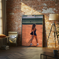 Tennis Court Aesthetic Wall Print Poster – Elegant Woman Playing Tennis Print