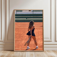 Tennis Court Aesthetic Wall Print Poster – Elegant Woman Playing Tennis Print