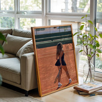 Tennis Court Aesthetic Wall Print Poster – Elegant Woman Playing Tennis Print