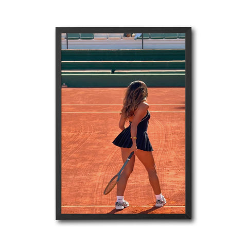 Tennis Court Aesthetic Wall Print Poster – Elegant Woman Playing Tennis Print