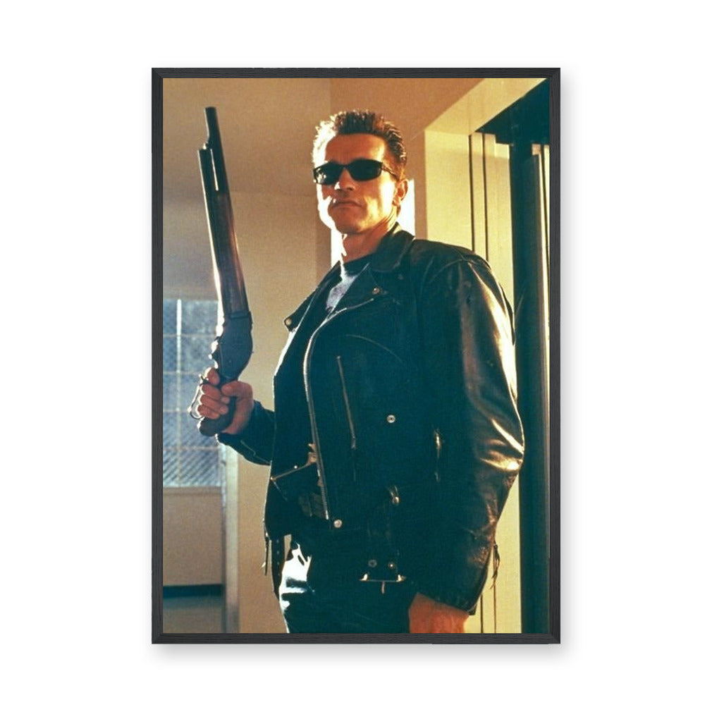 Terminator T-800 Retro Wall Art – Black Leather Movie Portrait