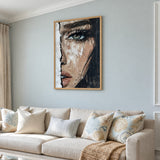 Textured Female Portrait Modern Wall Art – Abstract One-Eye Face
