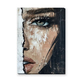 Textured Female Portrait Modern Wall Art – Abstract One-Eye Face