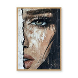 Textured Female Portrait Modern Wall Art – Abstract One-Eye Face