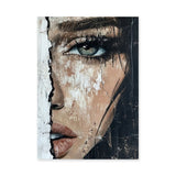 Textured Female Portrait Modern Wall Art – Abstract One-Eye Face