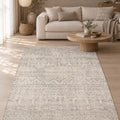 Textured Scandinavian Area Rug – Cream & Beige in a living room