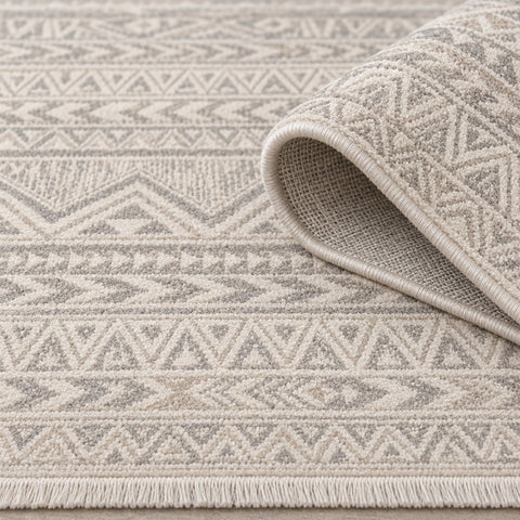 Textured Scandinavian Area Rug – Cream & Beige – texture close-up
