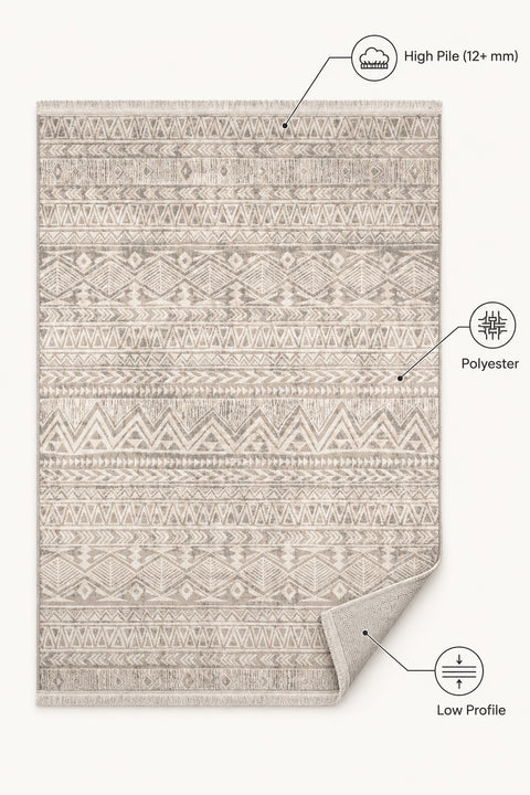 Textured Scandinavian Area Rug – Cream & Beige – features