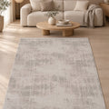 Textured Scandinavian Area Rug – Taupe & Cream in a living room