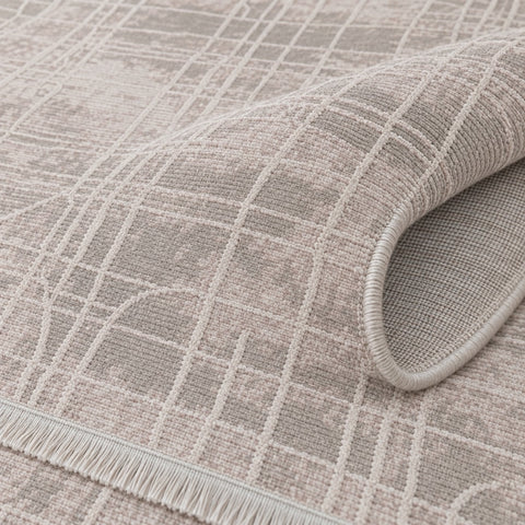 Textured Scandinavian Area Rug – Taupe & Cream – texture close-up