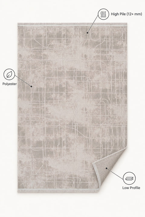 Textured Scandinavian Area Rug – Taupe & Cream – features