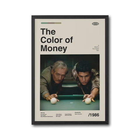 The Color of Money Retro Movie Wall Poster Wall Print