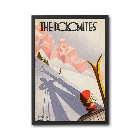 The Dolomites Nostalgic Ski Wall Poster Wall Print