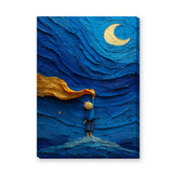 The Little Prince Kids Wall Art – Crescent Moon on a Blue Planet