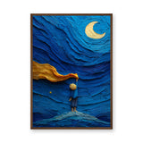 The Little Prince Kids Wall Art – Crescent Moon on a Blue Planet