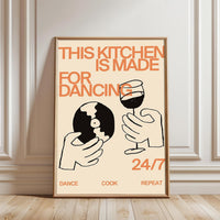 This Kitchen Is For Dancing Wall Poster, Fun Room Decor, Personalized Gift Idea, Sleek Home Art Decoration