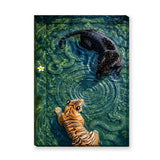 Tiger and Jaguar Surreal Wall Art – Ornate Teal Water Scene