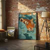 Tiger in Floral Jungle Aesthetic Wall Print Poster Print
