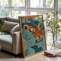 Tiger in Floral Jungle Aesthetic Wall Print Poster Print